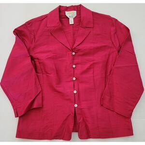 Talbots Petites Pure Silk Red Fitted 5 Button Blouse Women's Size 8